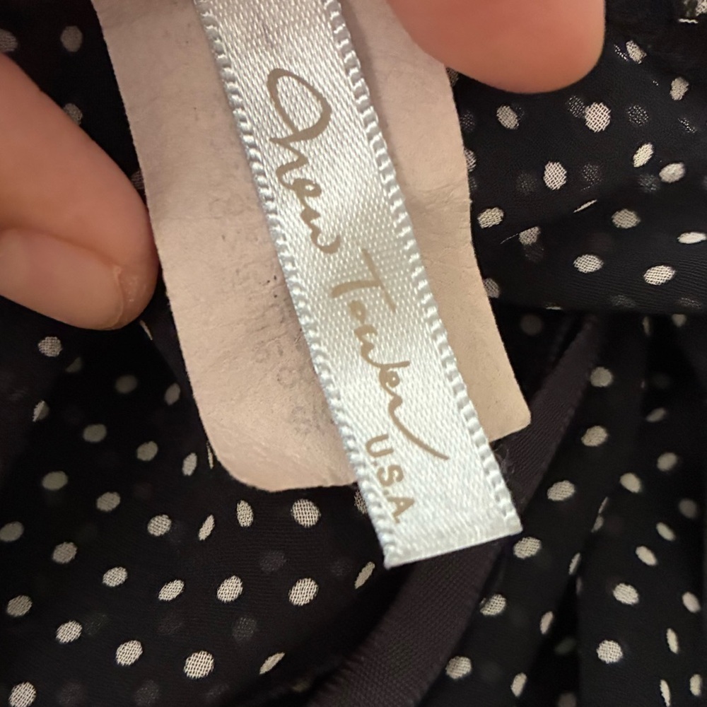 New Tower Black Sheer White Polka Dots Pattern S - Picture 11 of 12